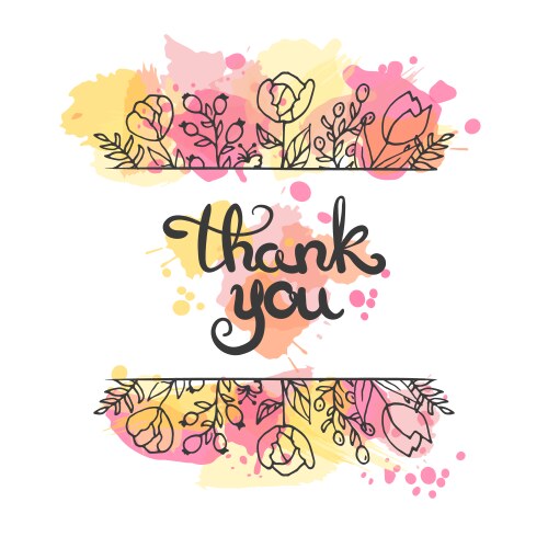 Floral Thank You Card Vector Image