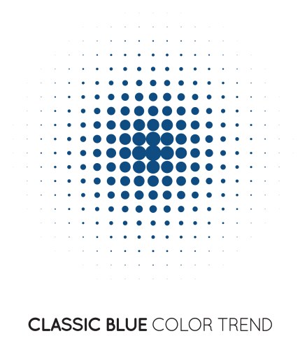 Classic blue trendy color circle in halftone vector image