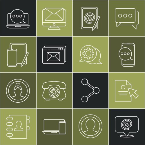 Set line mail and e-mail document cursor chat vector image