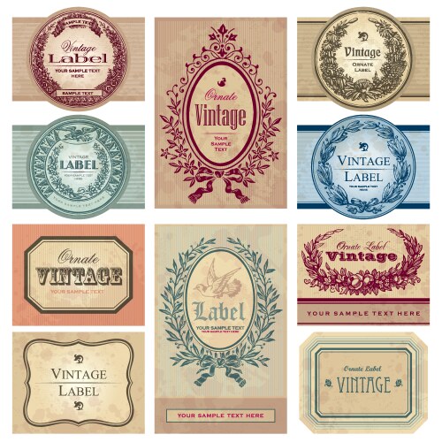 vintage labels set vector