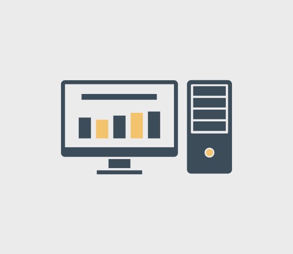 Computer server icons set flat design Royalty Free Vector