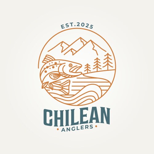 Minimalist chilean anglers line art icon logo Vector Image