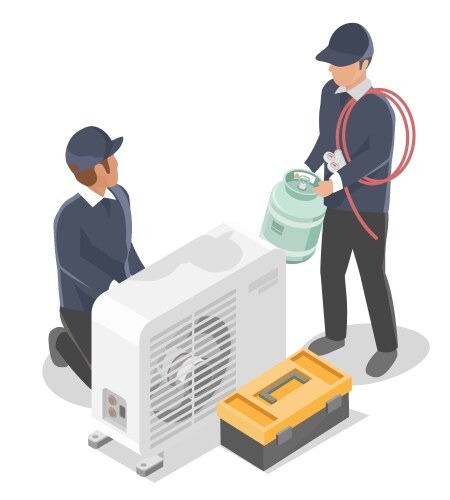 Air conditioner repairman compressor home services vector image