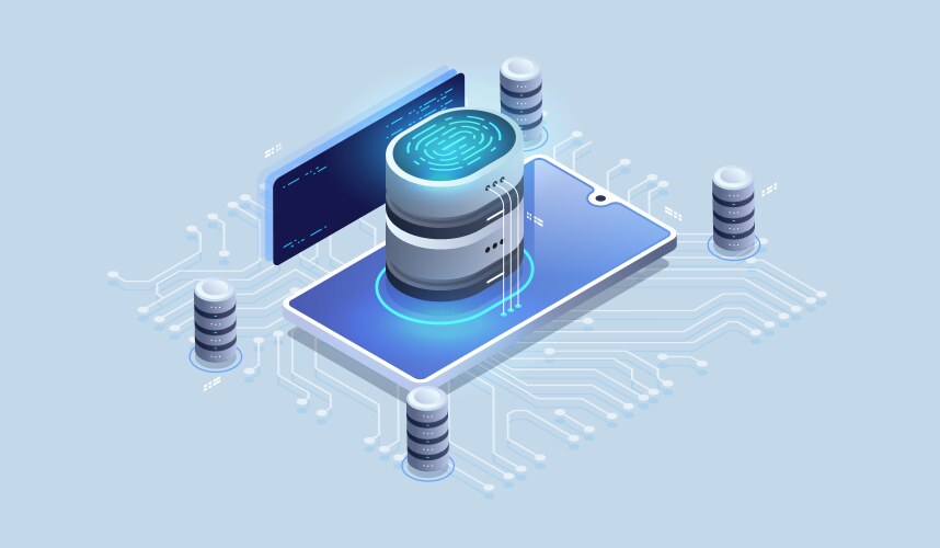 digital security access with biometrics data vector image