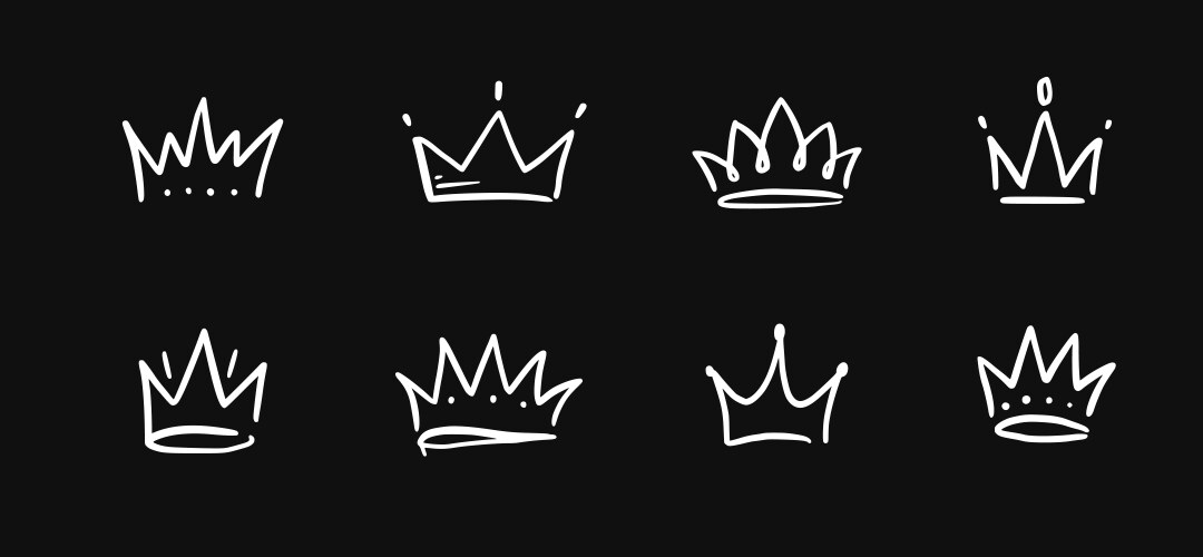 Doodle crown hand drawn set princess Vector Image