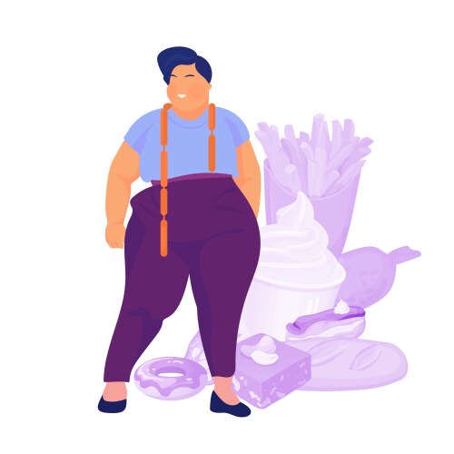 Gluttony concept fat and overweight person want vector image