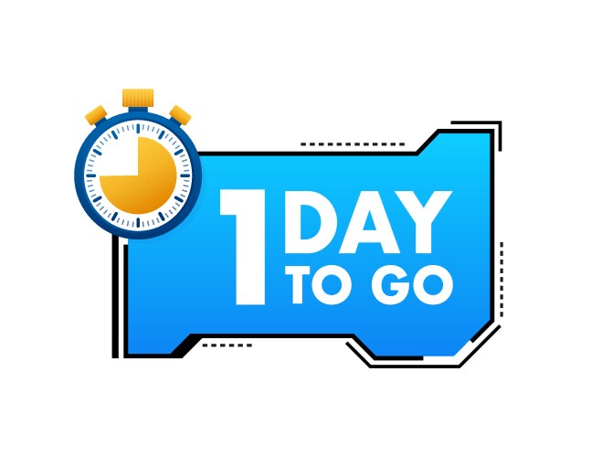 1 day to go countdown timer clock icon time vector image