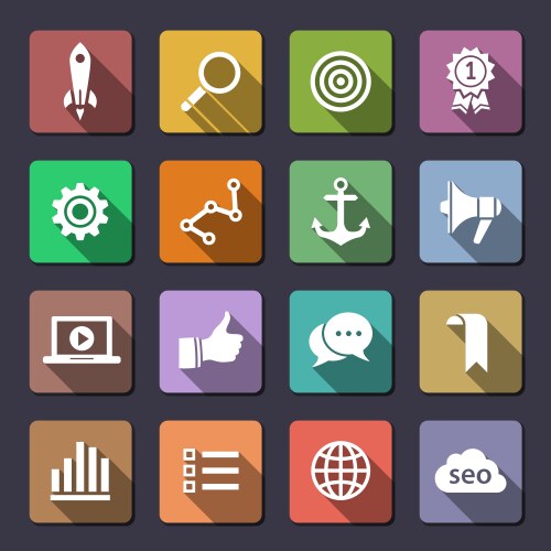 Search engine optimization icon set Royalty Free Vector
