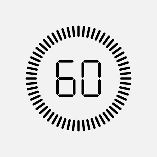 60 sec on timer icon sixty seconds stopwatch vector image