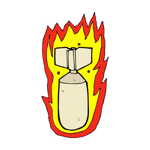 Comic cartoon flaming bomb vector image