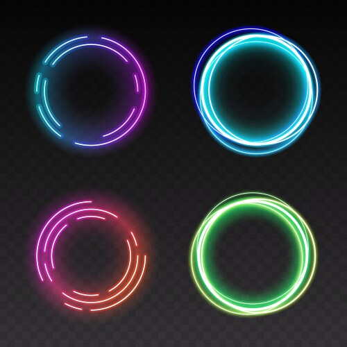 isolated shining rings light on transparent vector