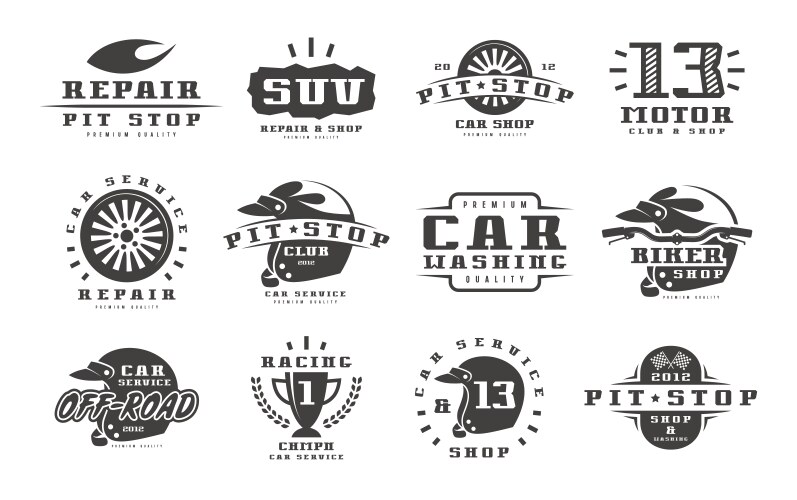 Race & Service Badges - Motorsports Vector Image