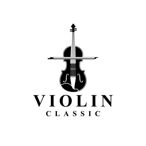 Violin logo icon music instrument silhouette vector image