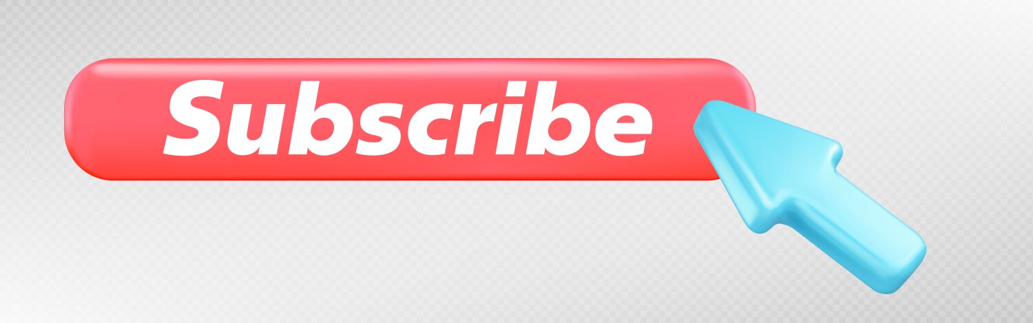 red subscribe button icon with arrow click vector