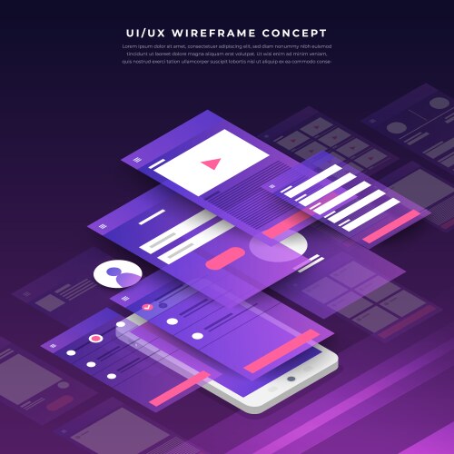 ux ui flowchart mock-ups mobile application vector image