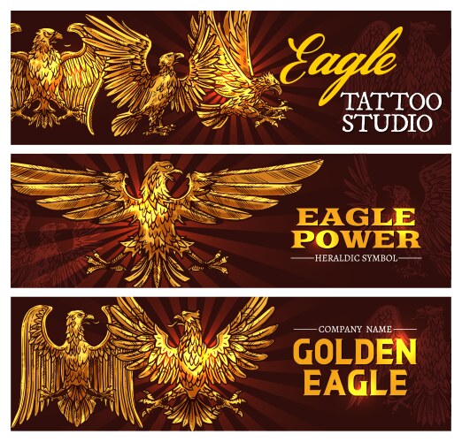 Golden heraldic eagles power symbol Vector Image