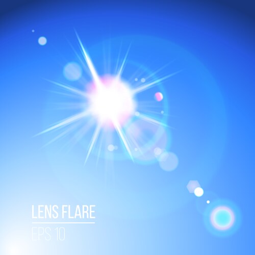 Blue sky with sun and lens flare Royalty Free Vector Image