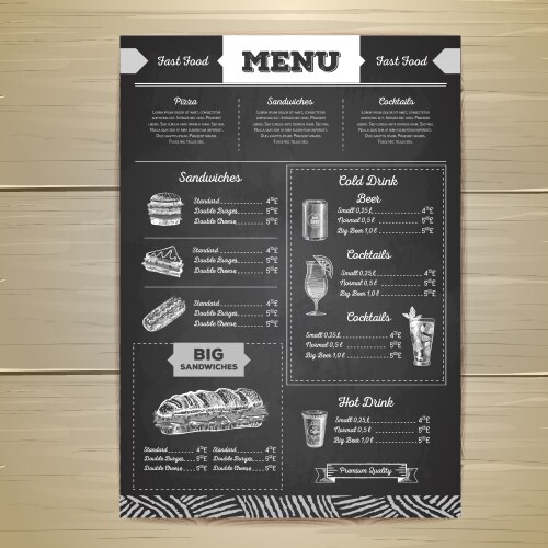 Retro Chalk Fast Food Menu Vector Image