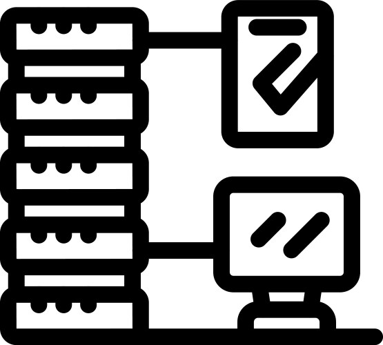 Server room data processing with computer vector image