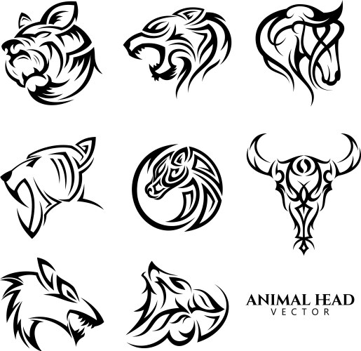 Set tribal animal head icon symbol Vector Image