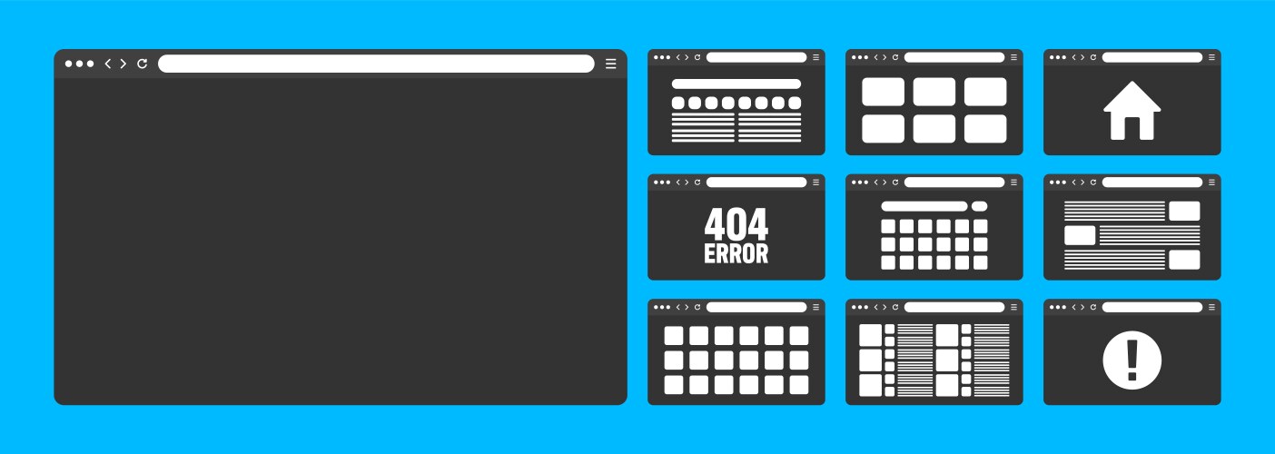 Web browser window pages layout with toolbar vector image