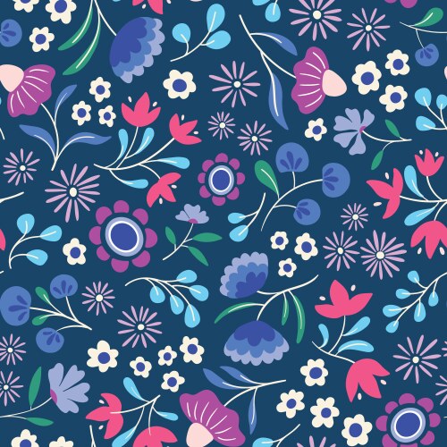Floral polish folk art pattern on black Royalty Free Vector