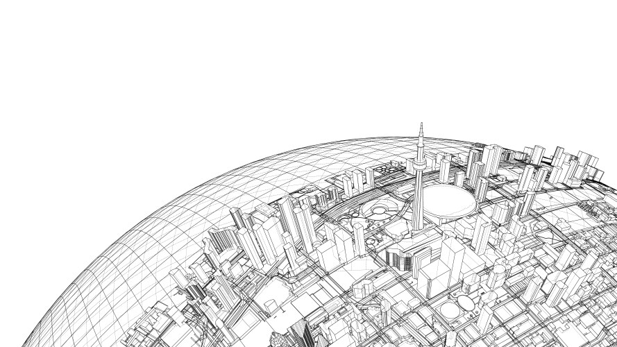 3d city sphere rendering of vector image