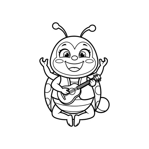 Cute Alien Baby with Ukulele Vector Image