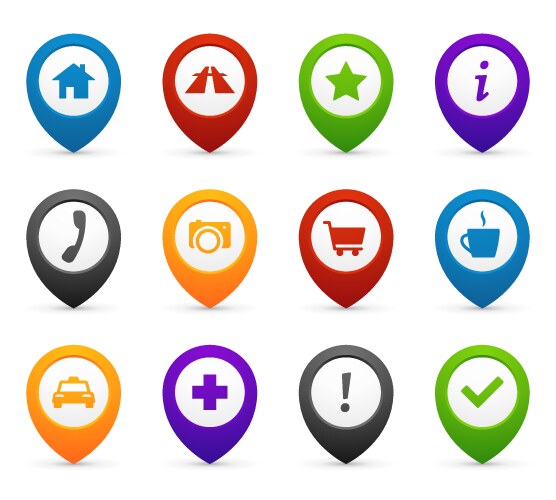 Mapping push pins with location icons for web vector image