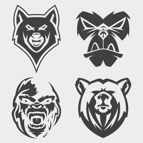 Set animal head icon symbol for element Vector Image