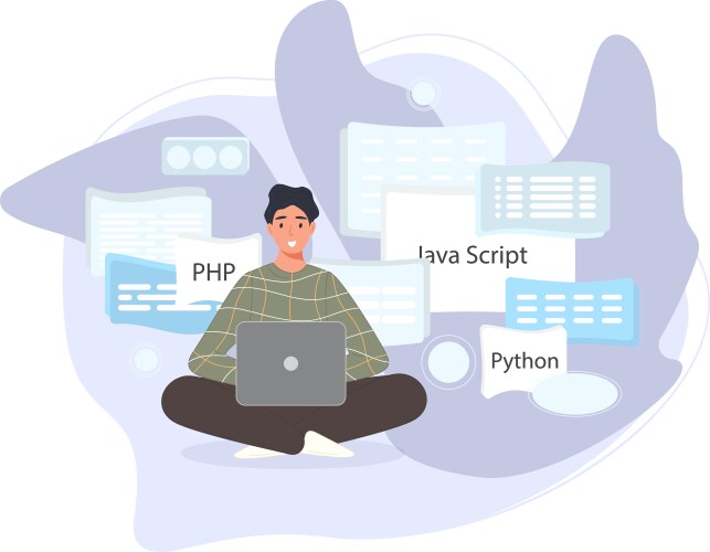 software developers working script coding vector image