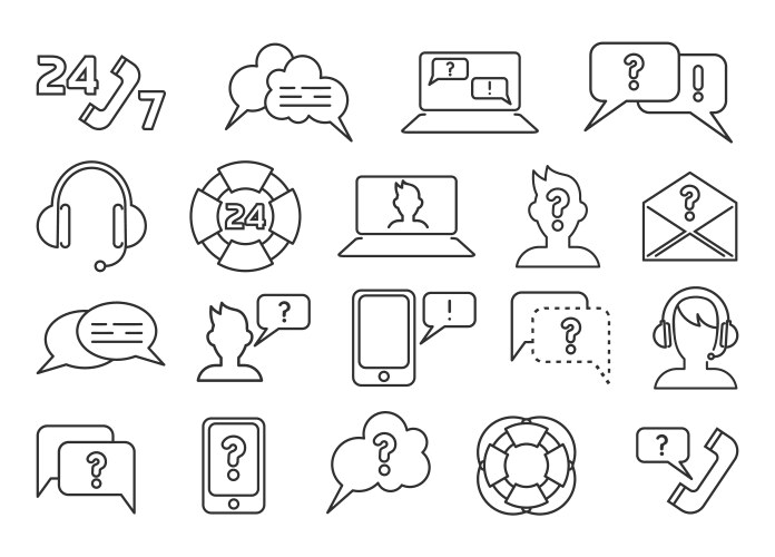 call center customer support icons advice vector image