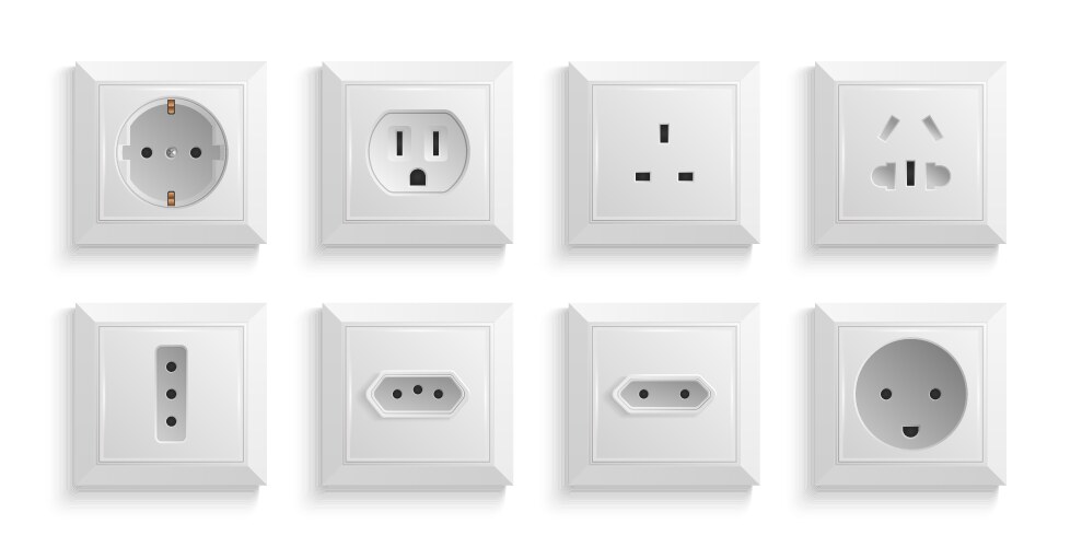 Power wall sockets realistic set vector image