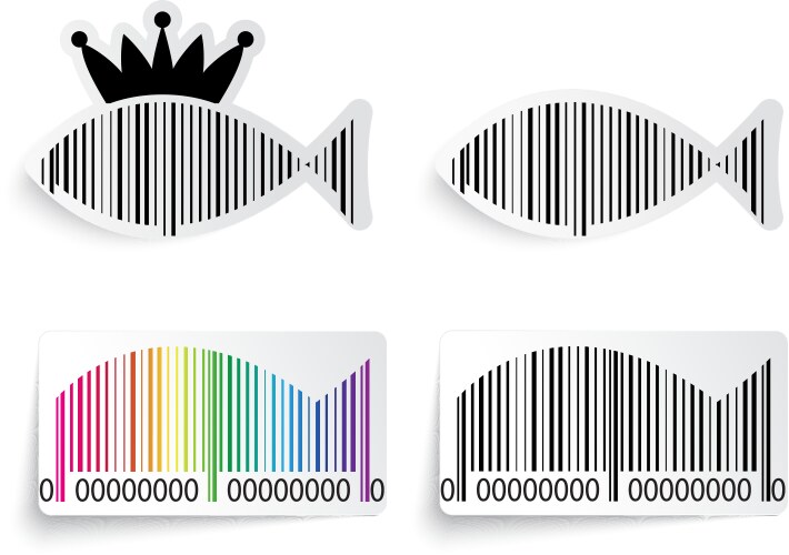 Barcode fish label set vector image