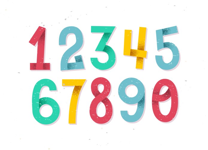 colorful set of hand drawn numbers isolated on whi vector image