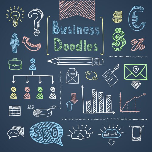 Business doodles Royalty Free Vector Image - VectorStock