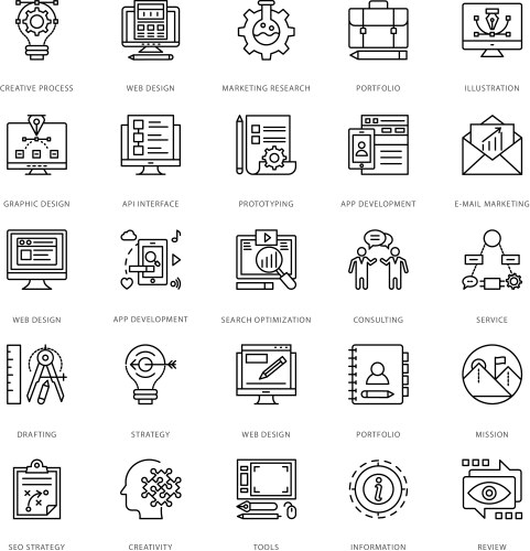 Web Development &amp; Tech Icons Vector Image