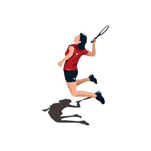 Women badminton player jumping at court vector image