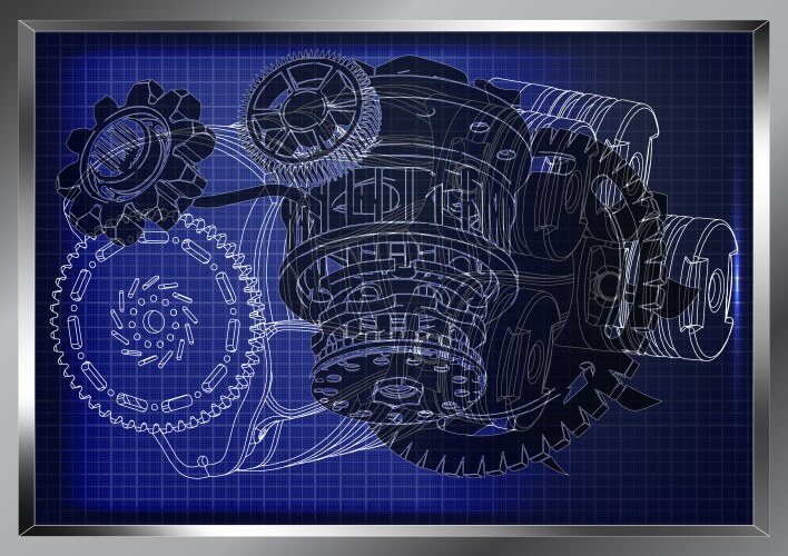 Car engine rendering of 3d Royalty Free Vector Image