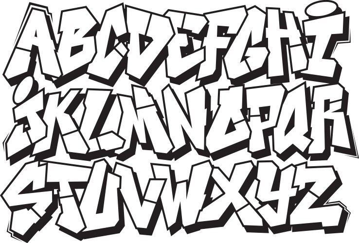 classic street art graffiti font type alphabet vector image vector image