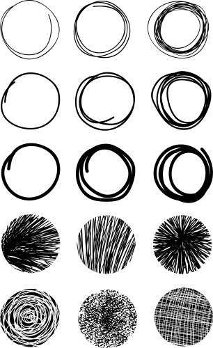 Hand drawn circle line sketch set Royalty Free Vector Image