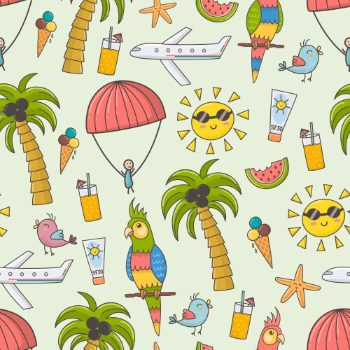 Colorful seamless summer pattern with palm Vector Image
