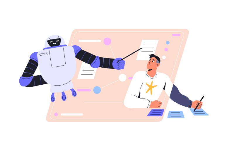 Machine learning website landing page Royalty Free Vector