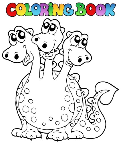Three-Headed Dragon Coloring Page Vector Image