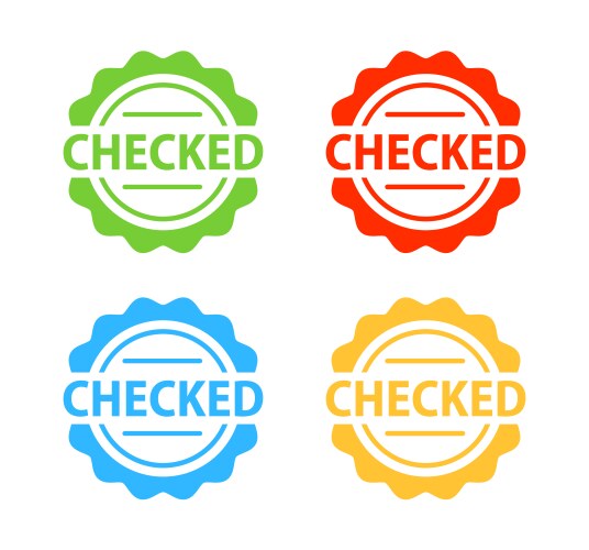 Checked stickers colorful label on white vector image