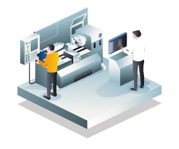 CNC Machine Operator & 3D Design Workflow vector image