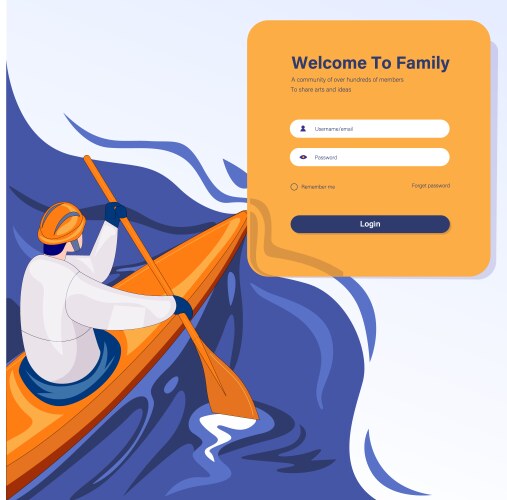 login page design concept man on kay vector