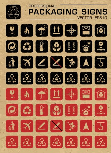 Packaging grunge icons set vector image