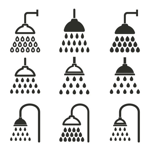 Shower cabin bathroom icon logo sign set outline Vector Image