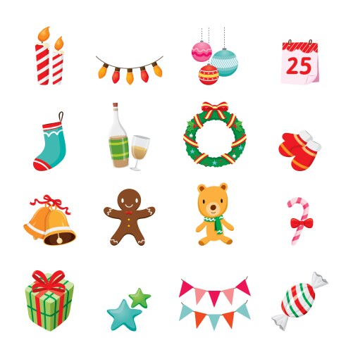 Christmas Ornaments Icons Vector Image